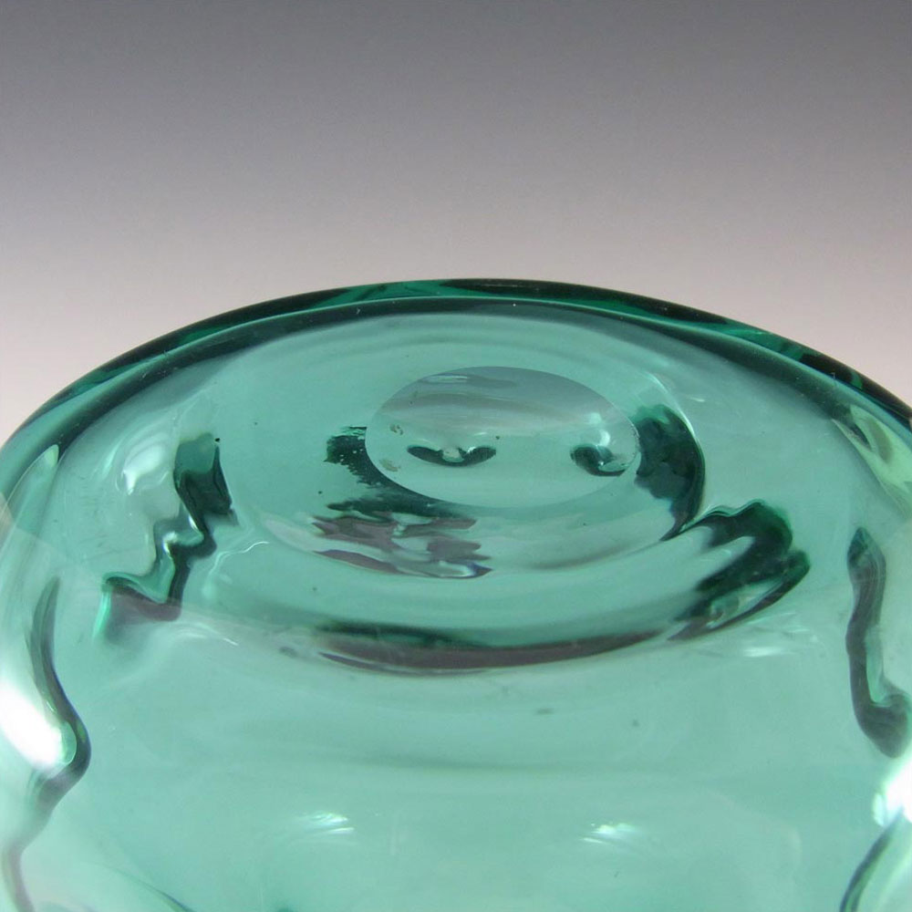 Whitefriars #9865 Vintage Aqua FLC Glass Dimpled Vase - Click Image to Close