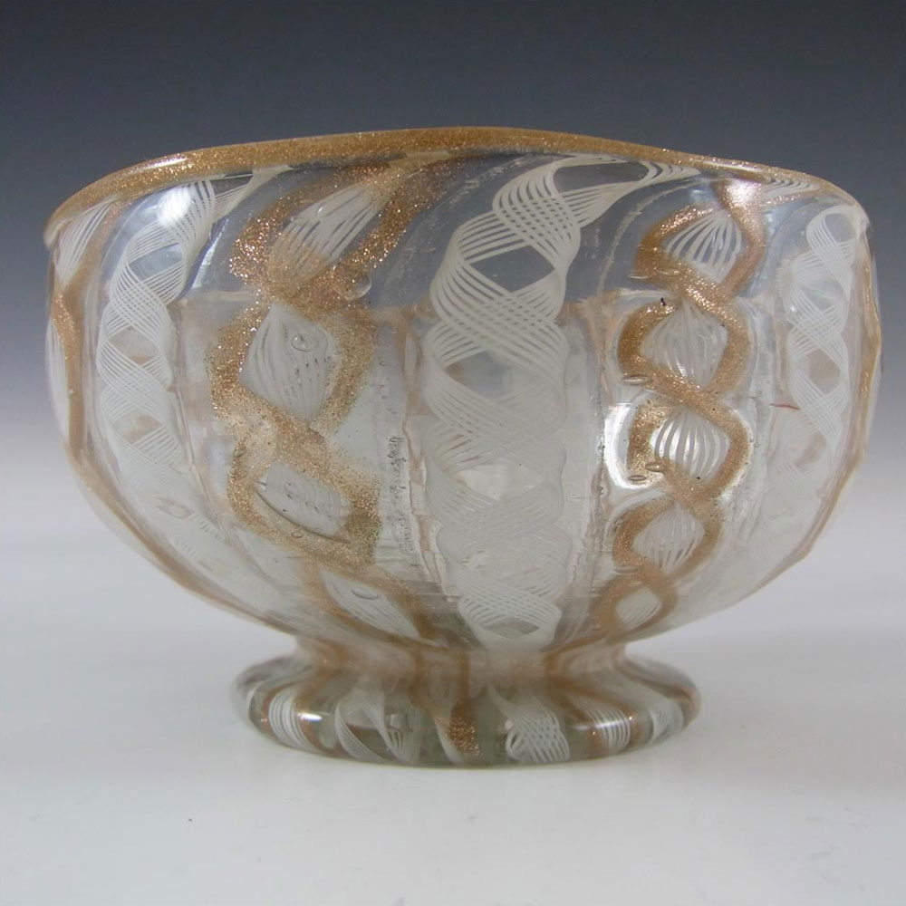 (image for) Murano Zanfirico & Copper Aventurine Glass Dish/Bowl - Click Image to Close