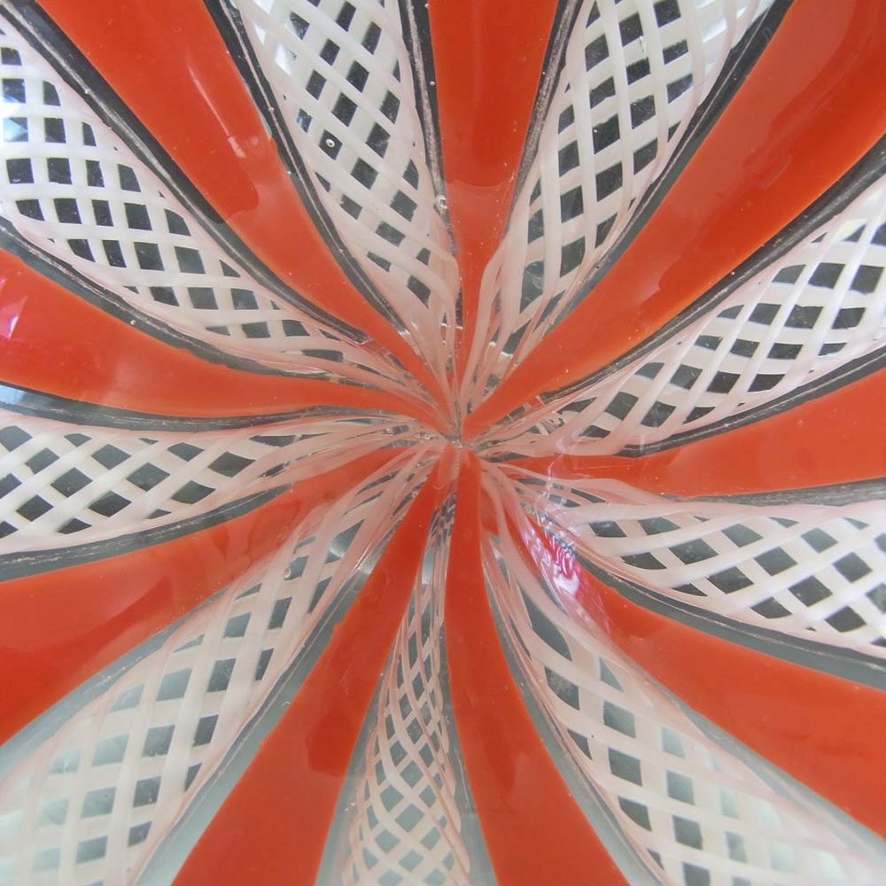 (image for) Murano Red & White Glass Zanfirico Filigree Bowl #2 - Click Image to Close