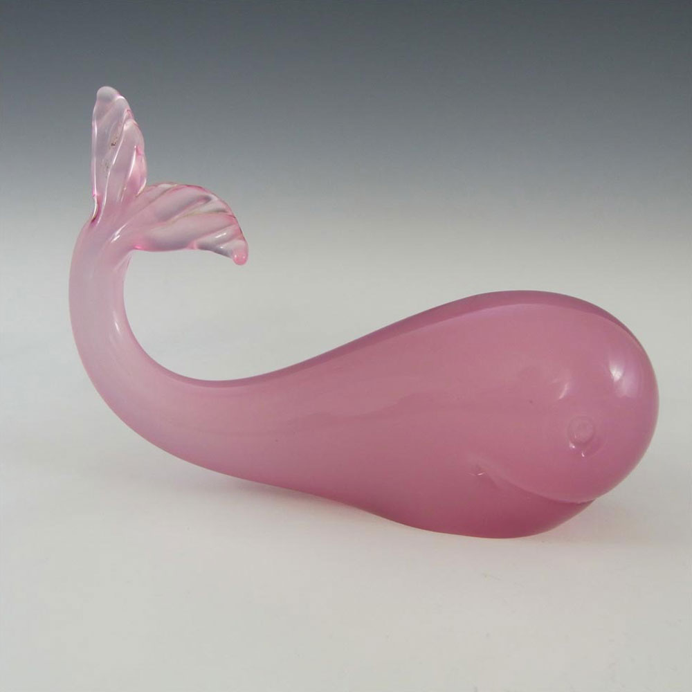 (image for) Murano Vintage Pink Alabastro Glass Whale Sculpture - Click Image to Close