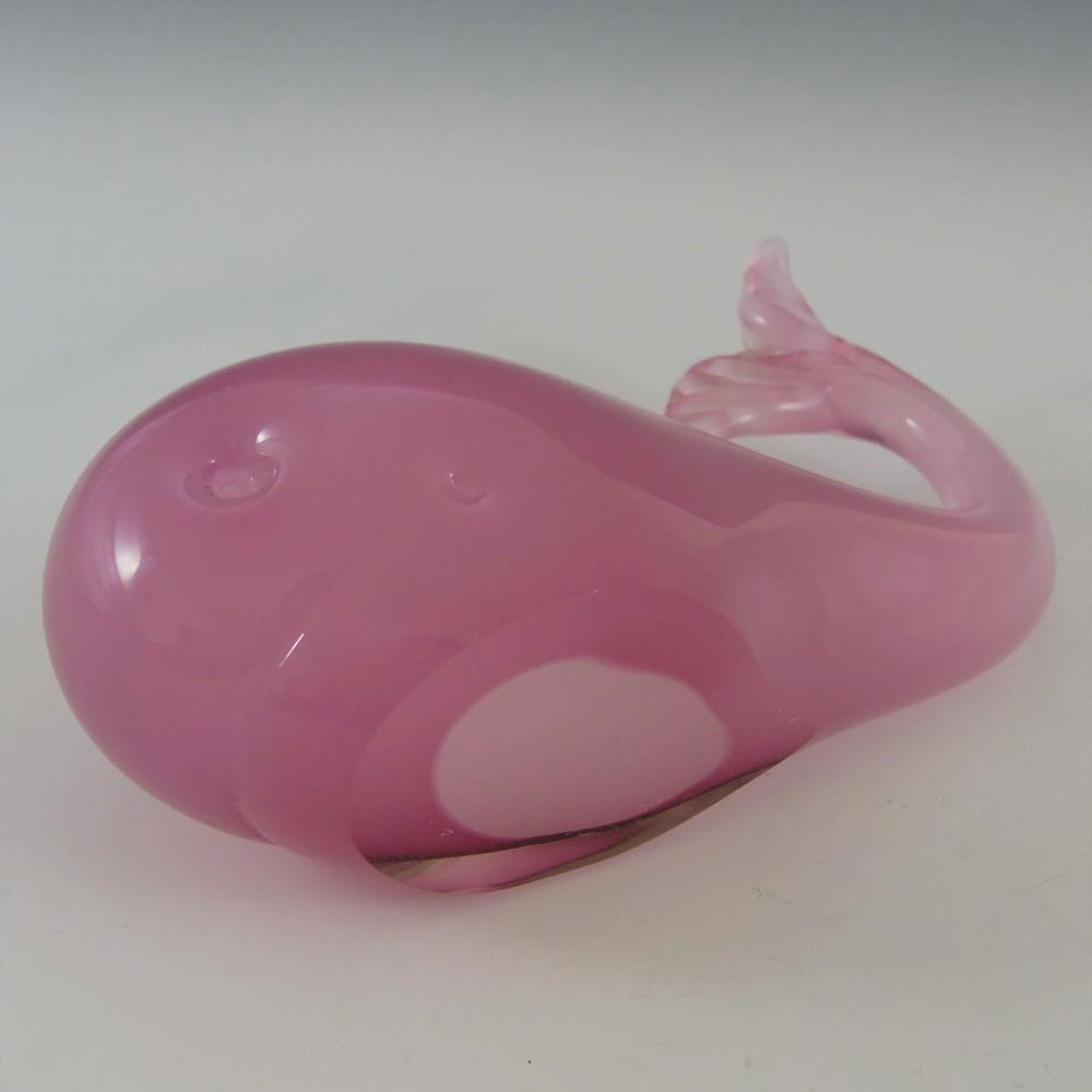 (image for) Murano Vintage Pink Alabastro Glass Whale Sculpture - Click Image to Close