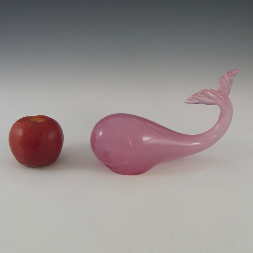 Murano Vintage Pink Alabastro Glass Whale Sculpture - Click Image to Close