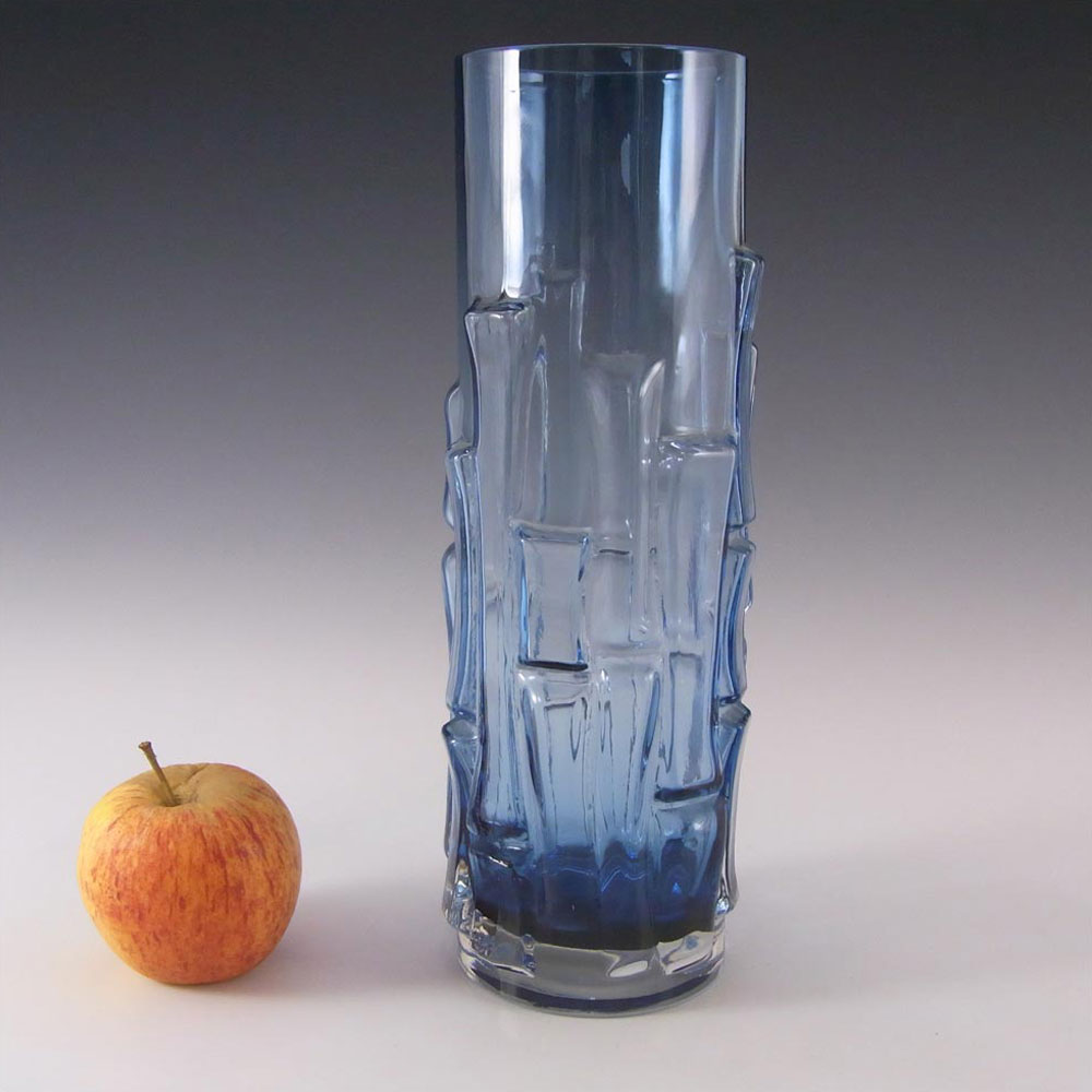 (image for) Aseda Swedish Blue Glass Bark 9.5" Vase - Bo Borgstrom B5/832 - Click Image to Close
