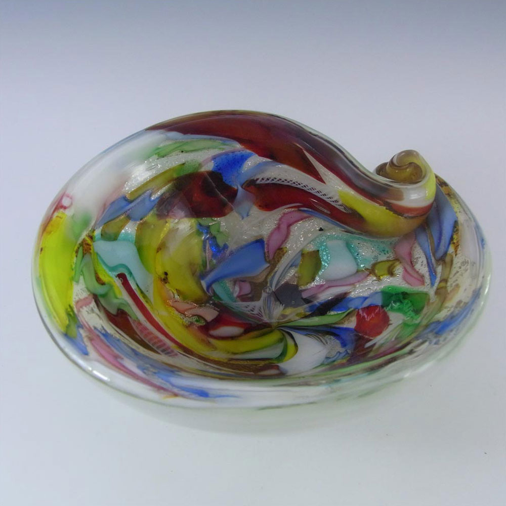 (image for) AVEM Murano Zanfirico Bizantino / Tutti Frutti White Glass Bowl - Click Image to Close