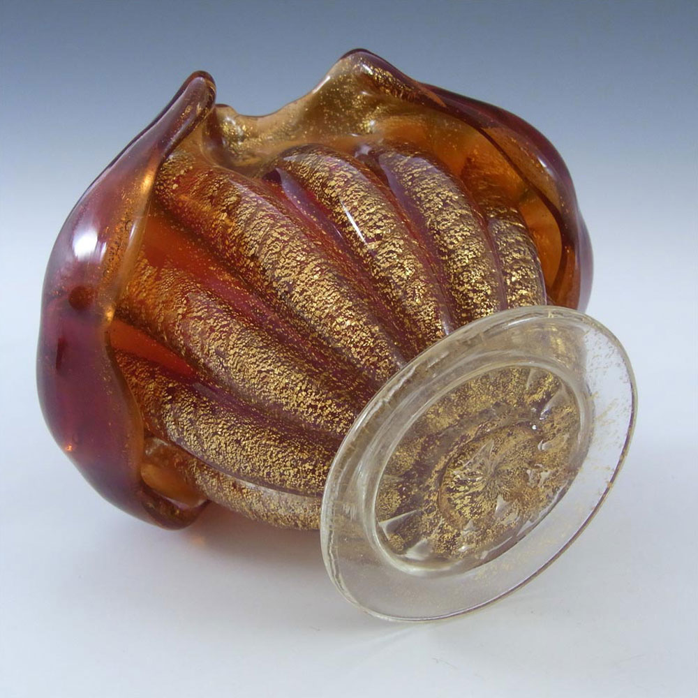 (image for) Barovier & Toso Murano Cordonato d'Oro Gold Leaf Glass Bowl/Vase - Click Image to Close