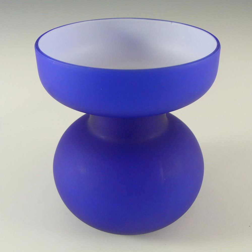 Carlo Moretti Satinato Blue Murano Glass Vase - Labelled - Click Image to Close