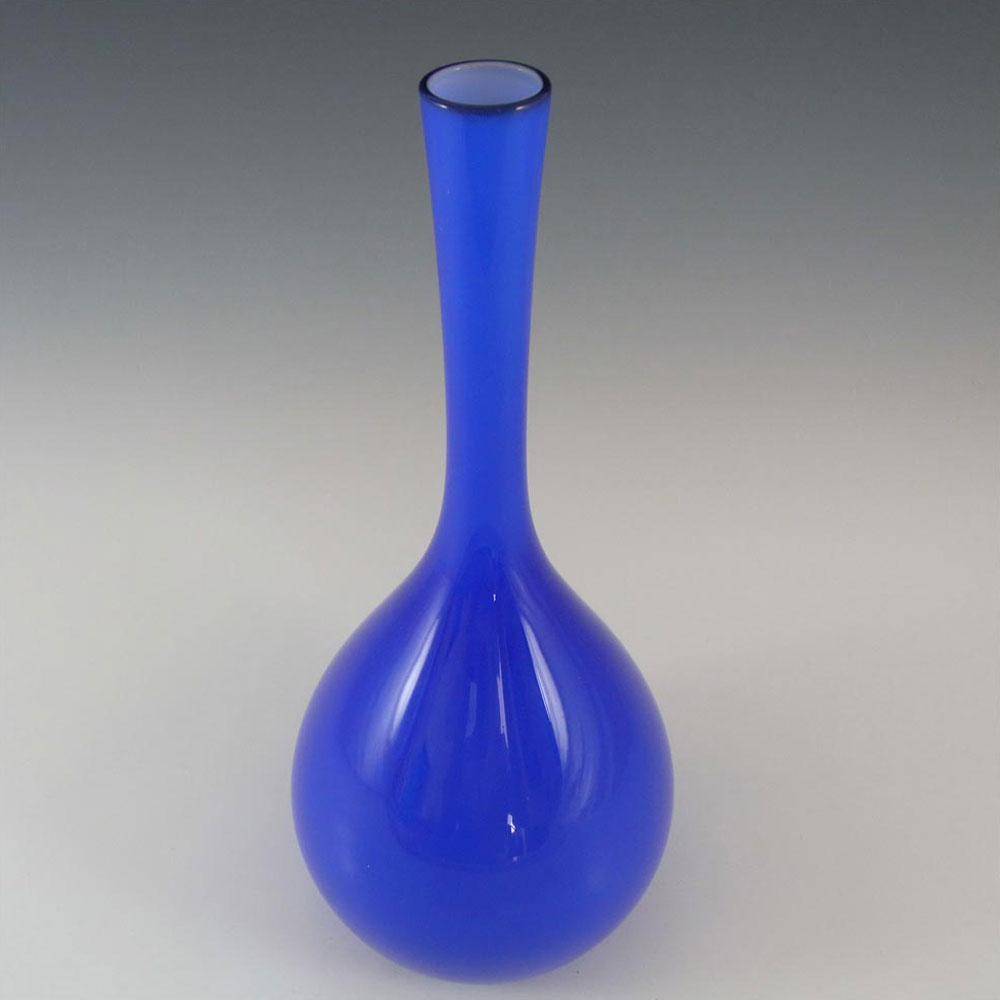 Elme 1970s Scandinavian Blue Cased Glass Vase - Label - Click Image to Close