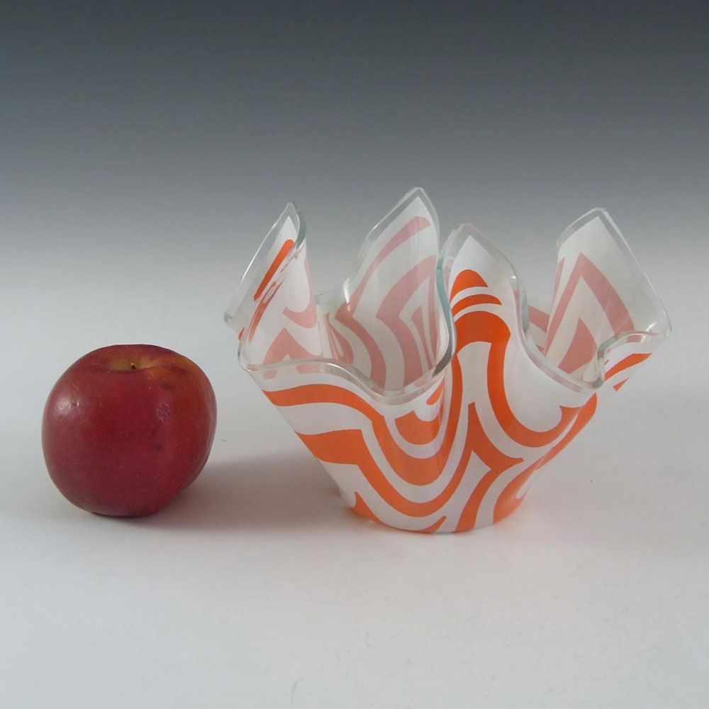 (image for) Chance Brothers Orange Glass 'Psychedelic' Handkerchief Vase - Click Image to Close