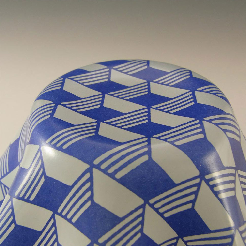 Chance Brothers Blue Glass 'Carré/Escher' Handkerchief Vase - Click Image to Close