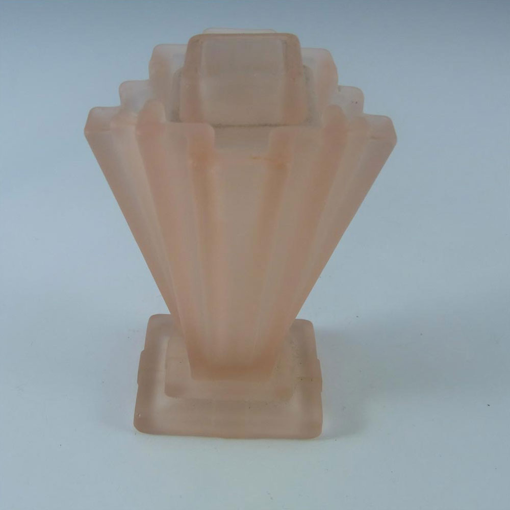 (image for) Bagley #334 Art Deco 4" Frosted Pink Glass Grantham Vase - Click Image to Close