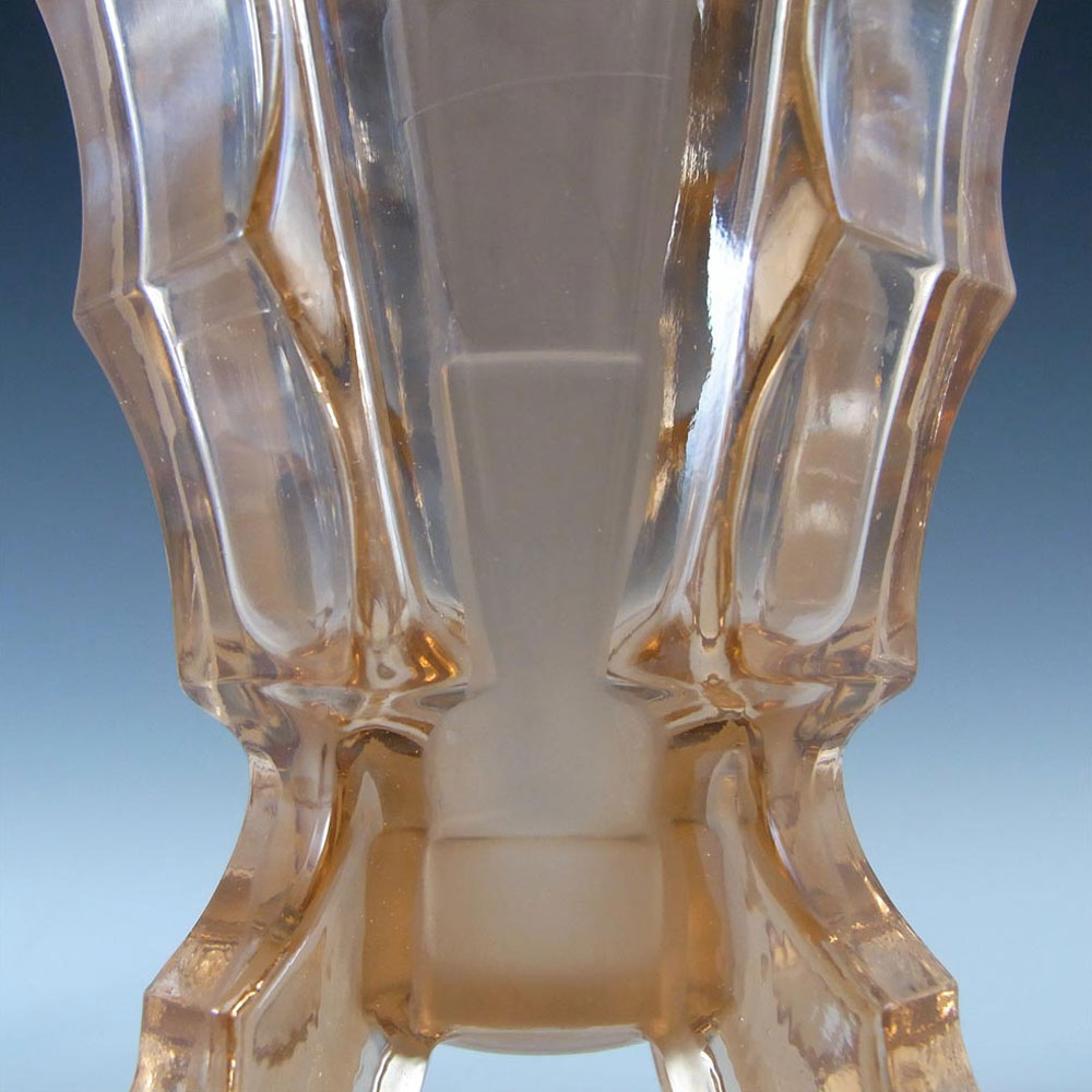 (image for) Bagley #3007 Art Deco 8.5" Vintage Pink Glass 'Bamboo' Vase - Click Image to Close