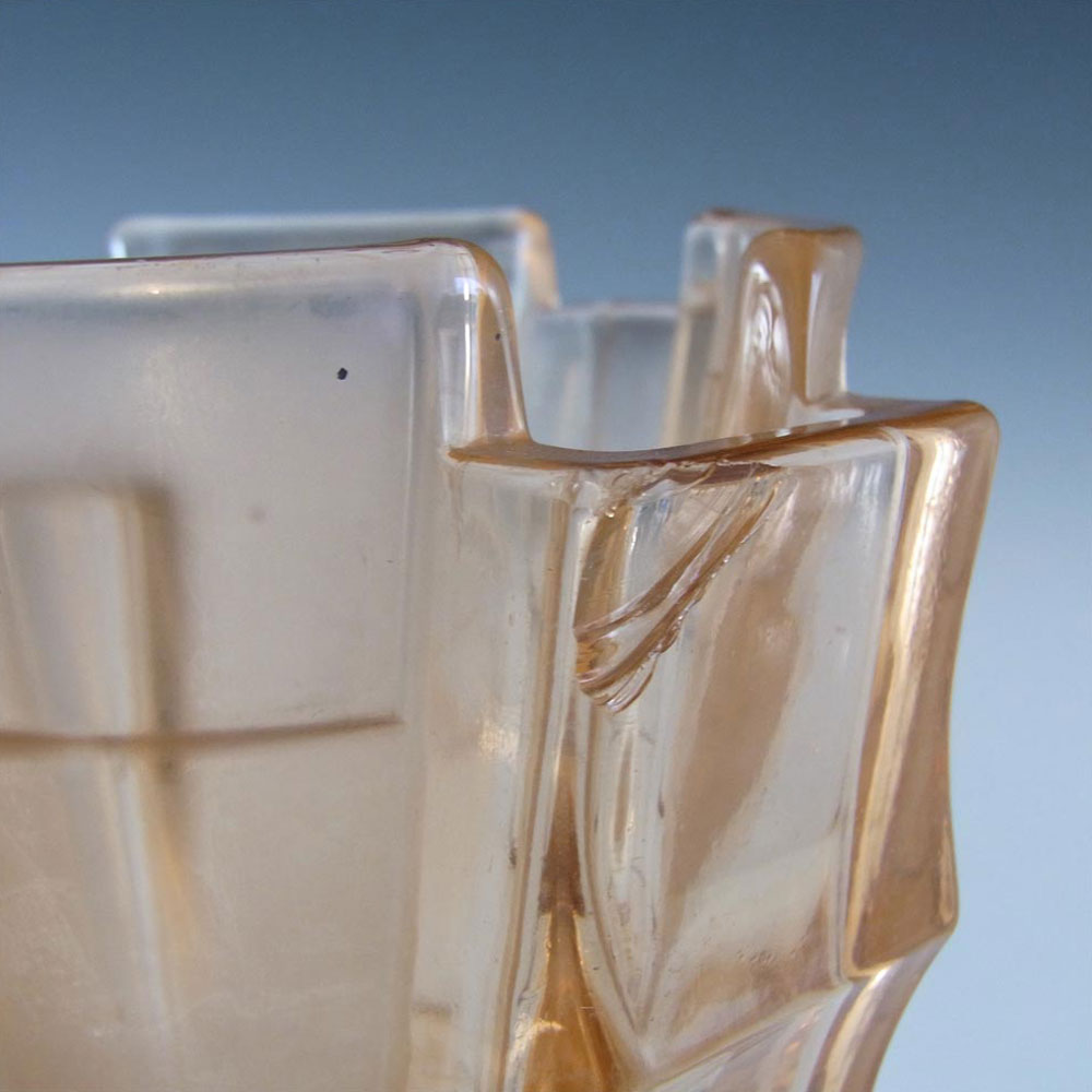 Bagley #3007 Art Deco 8.5" Vintage Pink Glass 'Bamboo' Vase - Click Image to Close