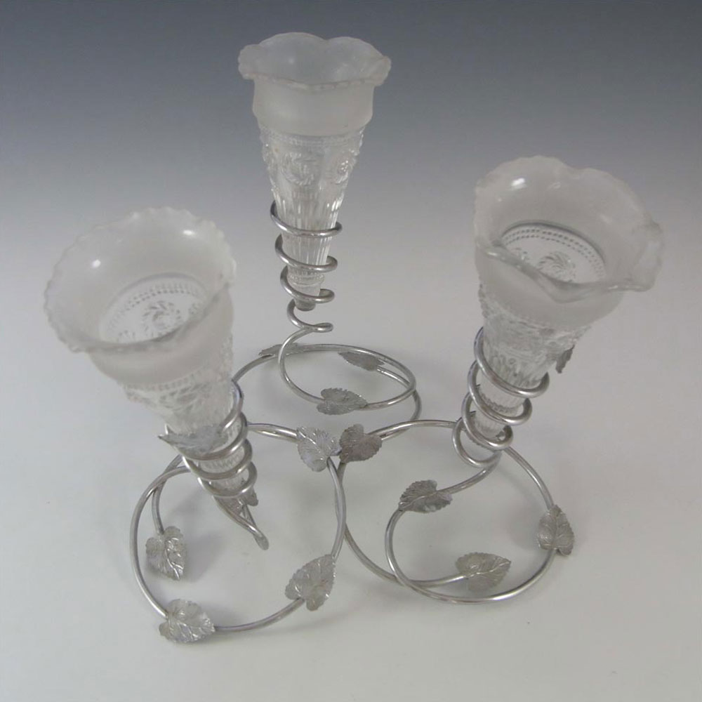 (image for) Bagley #3187 Art Deco Clear Glass 'Katherine' Epergne Vase - Click Image to Close
