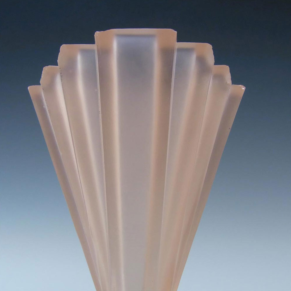 (image for) Bagley #334 Art Deco 4.75" Pink Glass & Chrome 'Grantham' Vase - Click Image to Close