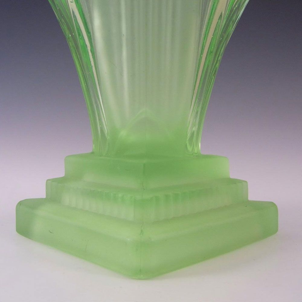 (image for) Walther & Söhne Large 9" Art Deco Uranium Glass 'Greta' Vase - Click Image to Close