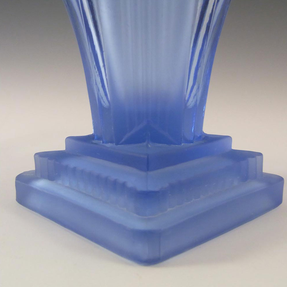 (image for) Walther & Söhne 6.5" 1930's Art Deco Blue Glass 'Greta' Vase - Click Image to Close