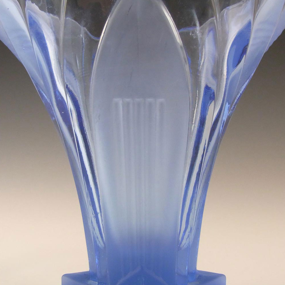 Walther & Söhne 6.5" 1930's Art Deco Blue Glass 'Greta' Vase - Click Image to Close
