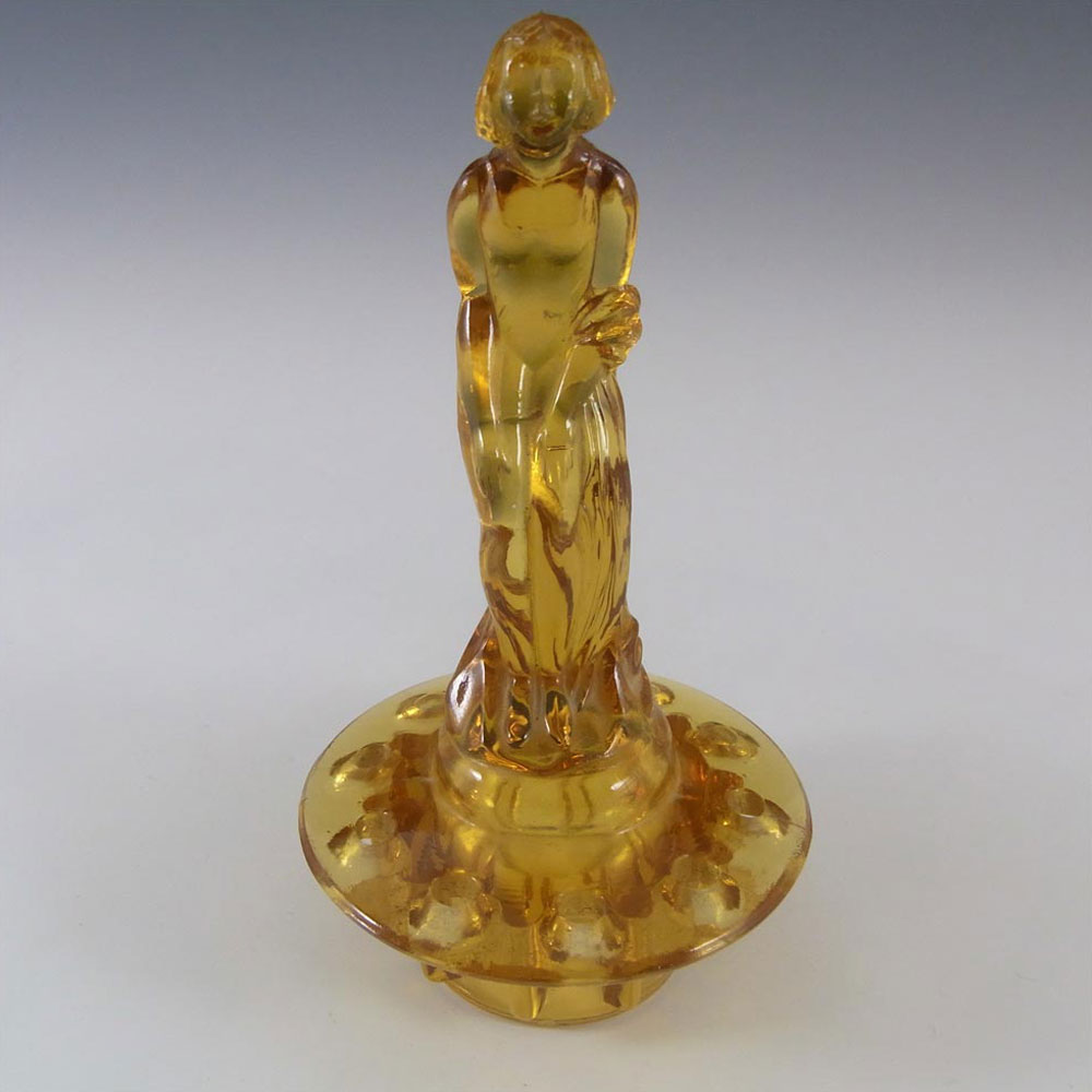 (image for) Müller & Co 'September Morn' Art Deco Amber Glass Lady Figurine - Click Image to Close