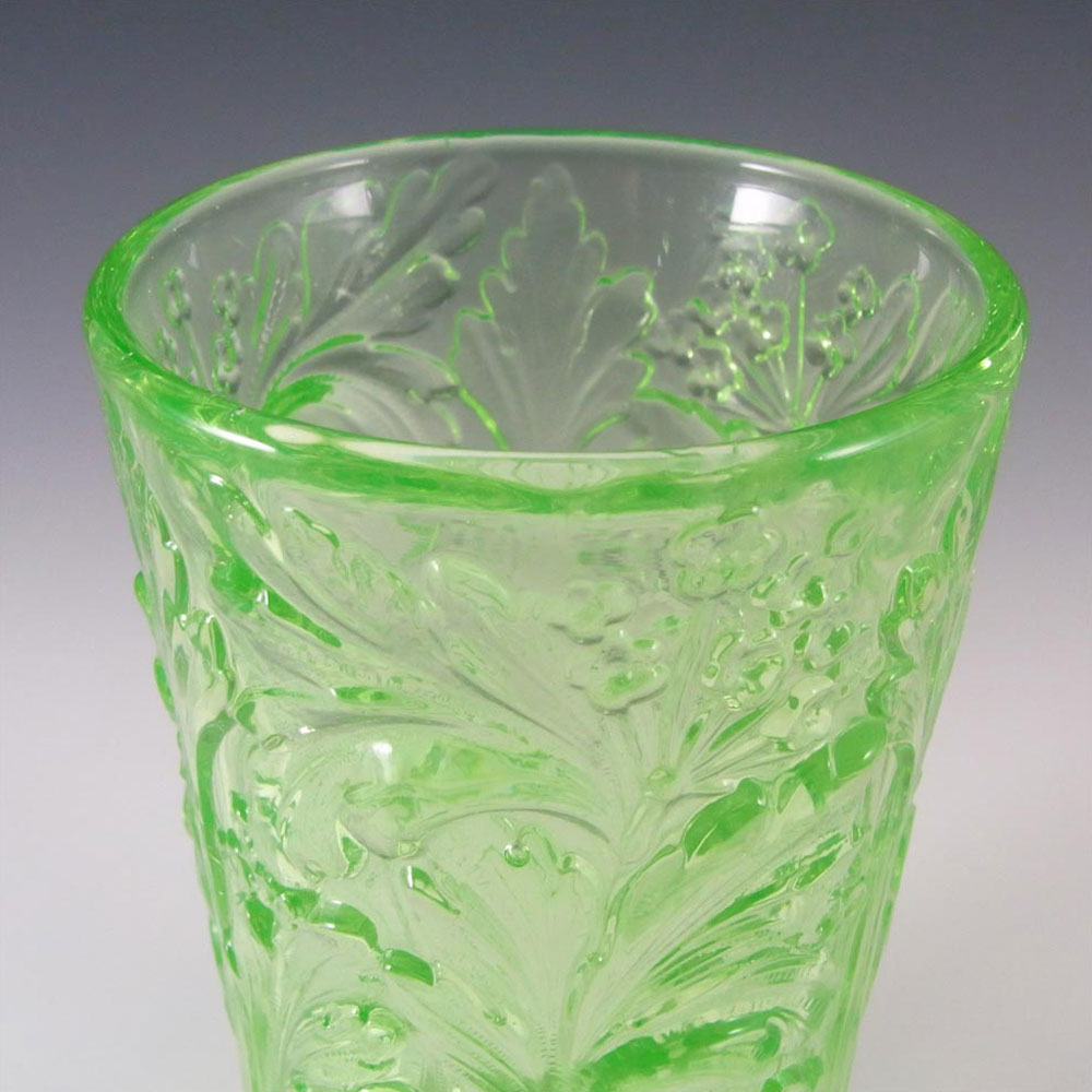 (image for) Jobling #11800 Uranium Green Art Deco Glass Celery Vase - Click Image to Close