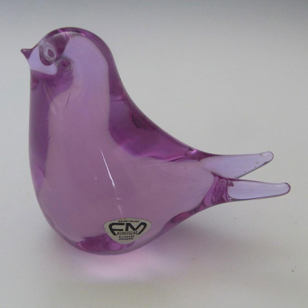 FM Konstglas/Ronneby Neodymium Glass Bird - Labelled - Click Image to Close