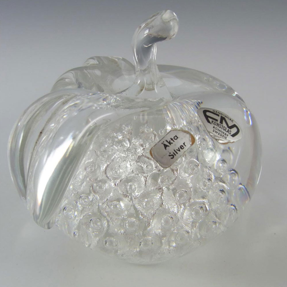 (image for) FM Konstglas/Ronneby Swedish Silver Leaf Glass Apple - Label - Click Image to Close
