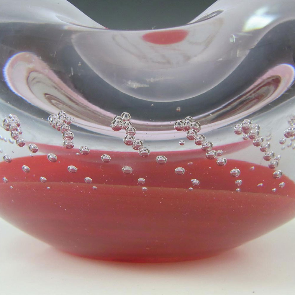 Galliano Ferro Murano Red & Lilac Neodymium Glass Bubble Bowl - Click Image to Close