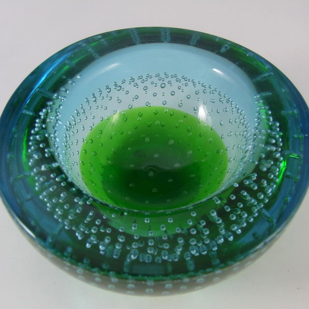 (image for) Galliano Ferro Murano Green & Blue Glass Bubble Bowl - Click Image to Close