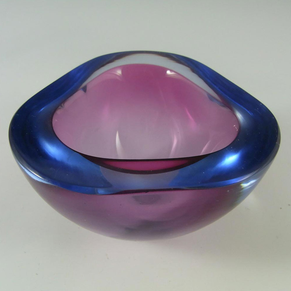 (image for) Murano Geode Pink & Blue Sommerso Glass Triangle Bowl - Click Image to Close