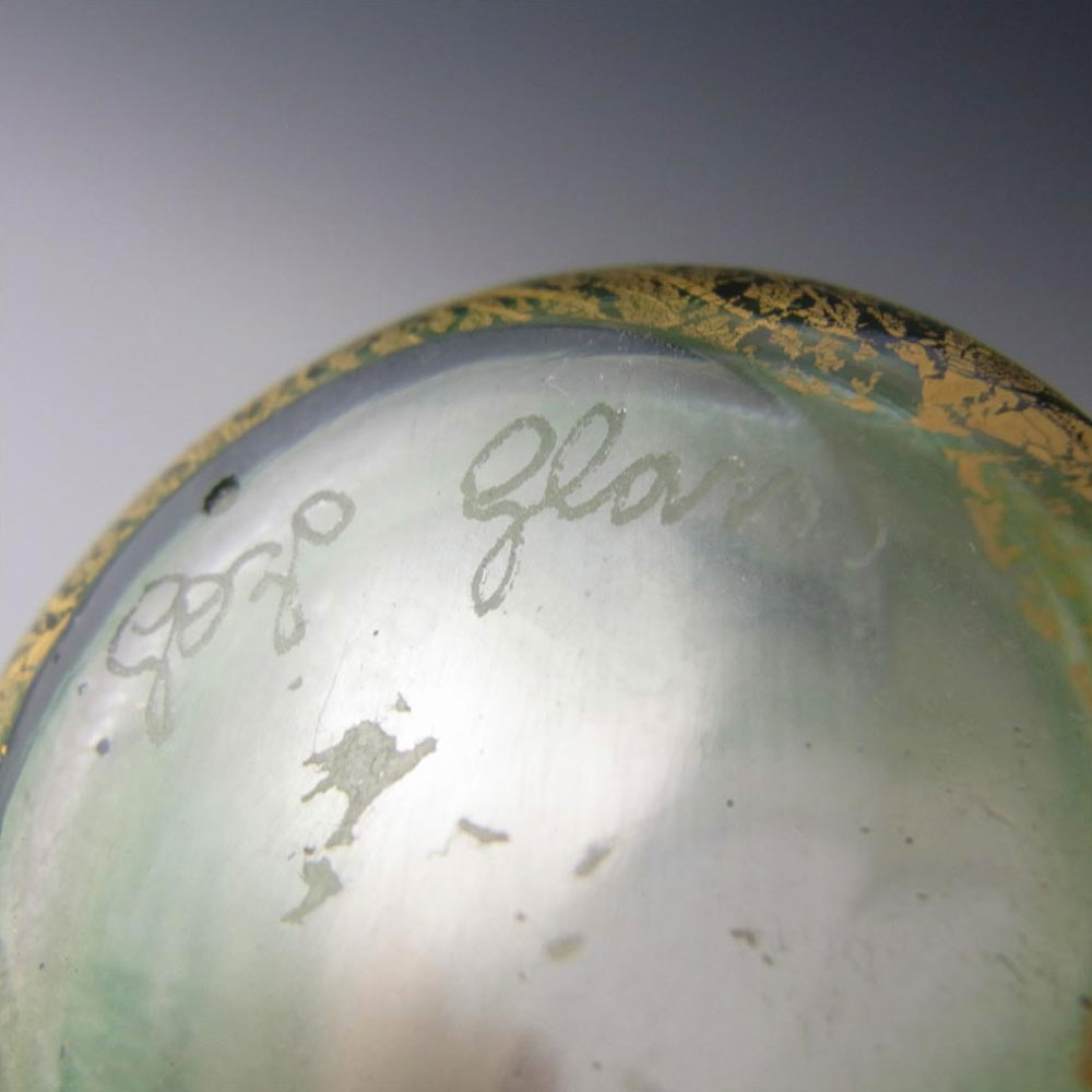 (image for) Gozo Maltese Green Gold Leaf Glass 'Verdi' Vase - Signed - Click Image to Close