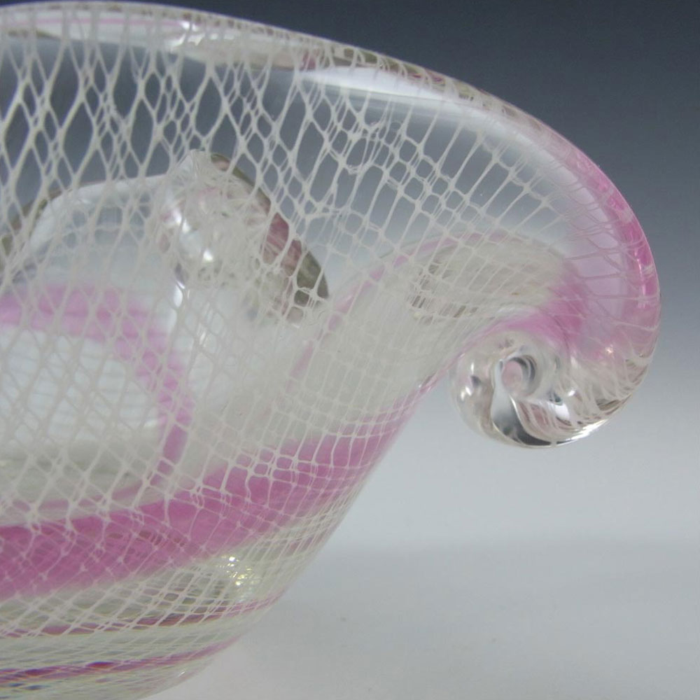Harrachov Czech Pink Lattice Glass 'Harrtil' Bowl - Click Image to Close