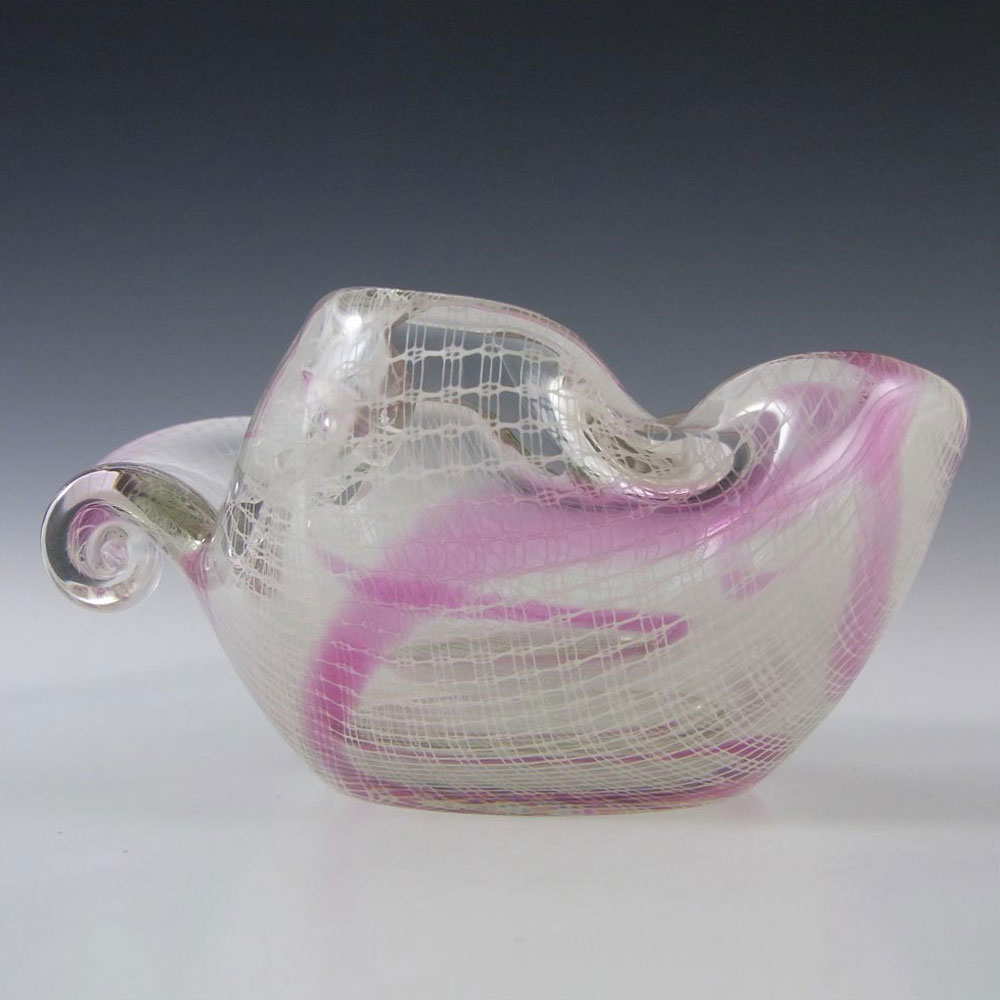 Harrachov Czech Pink Lattice Glass 'Harrtil' Bowl - Click Image to Close