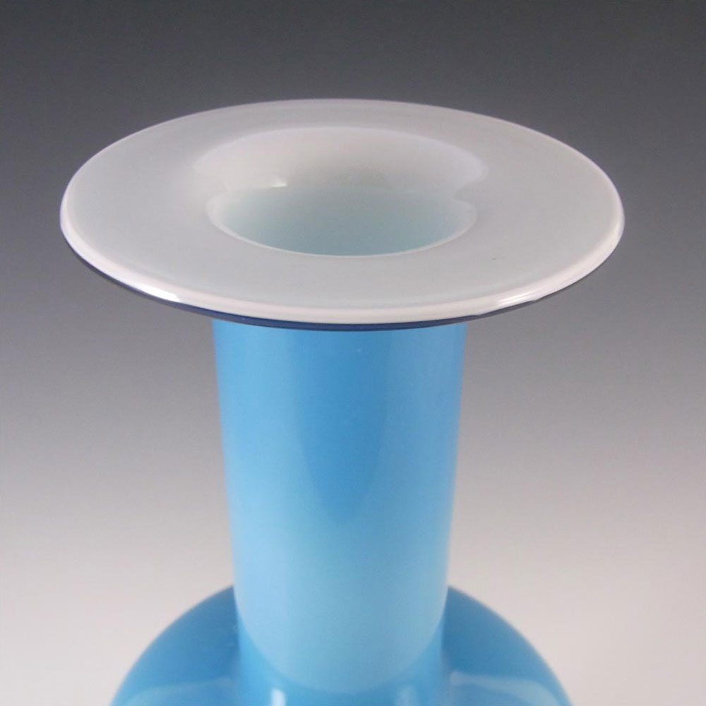 Holmegaard Otto Brauer Blue Cased Glass 12" Gulvvase / Gul Vase - Click Image to Close