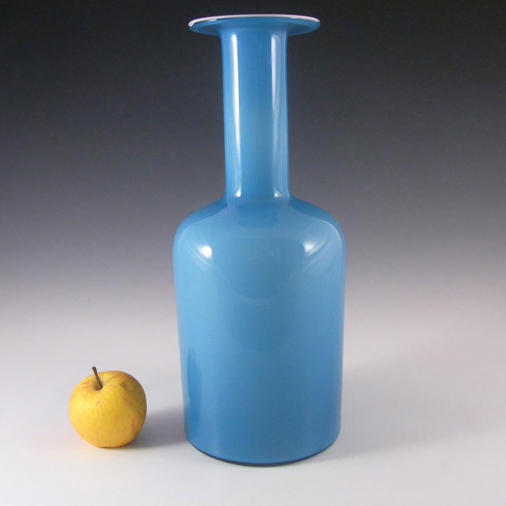 (image for) Holmegaard Otto Brauer Blue Cased Glass 12" Gulvvase / Gul Vase - Click Image to Close
