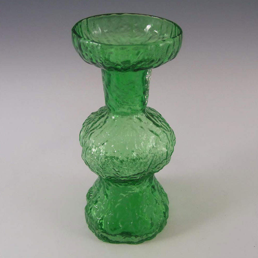 (image for) Japanese "Old Colony" Bark Textured Green Glass Vase - Click Image to Close