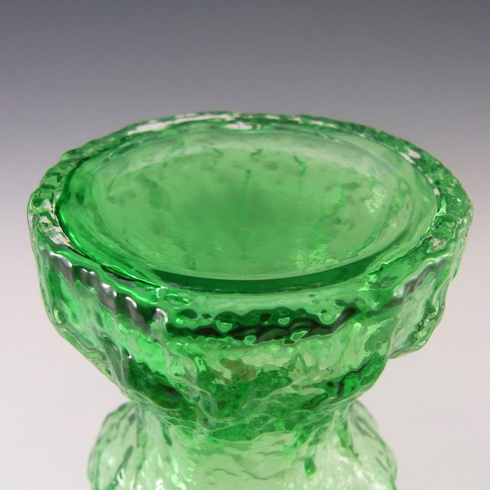 (image for) Japanese "Old Colony" Bark Textured Green Glass Vase - Click Image to Close