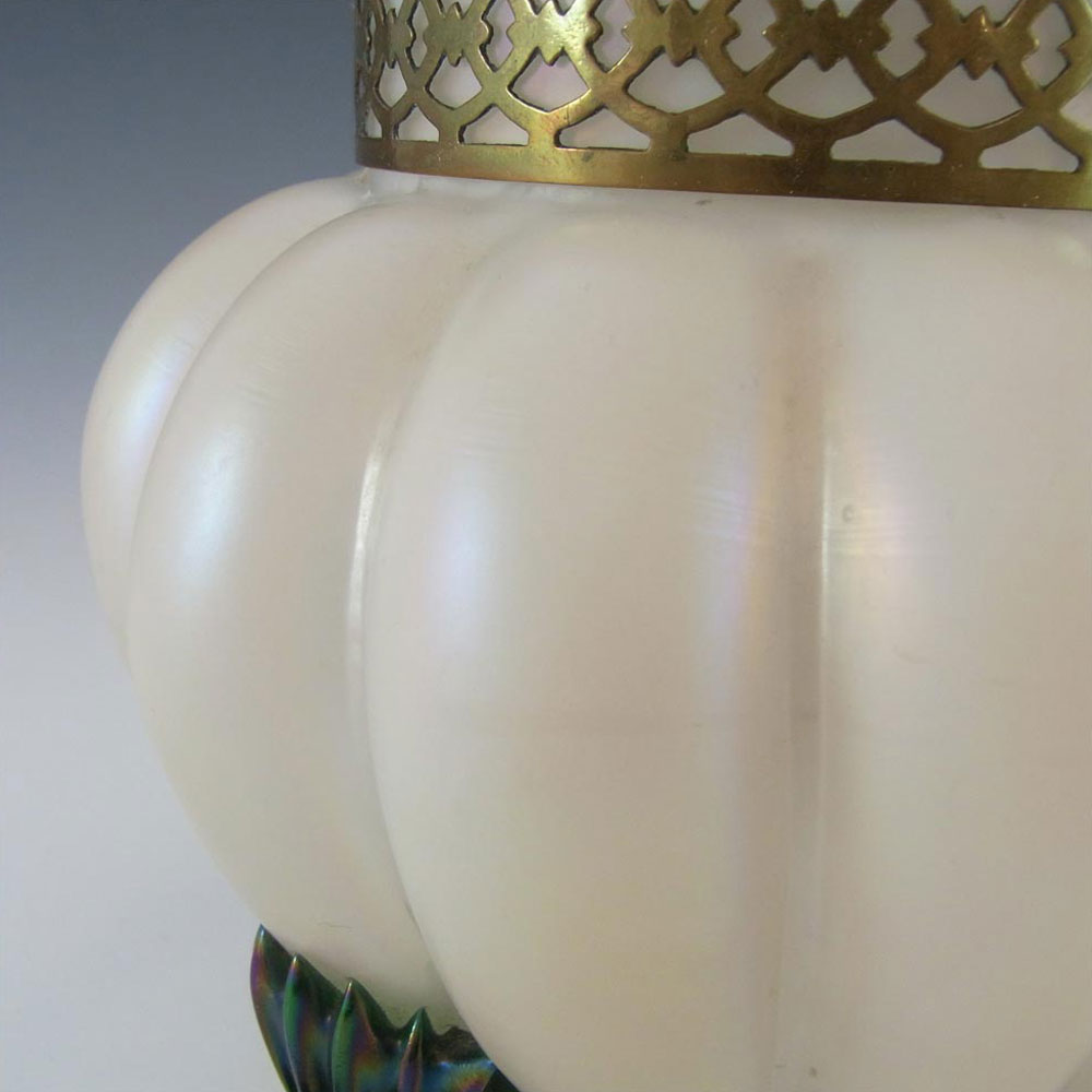(image for) Kralik Art Nouveau 1900's Iridescent Mother-of-Pearl Glass Vase #1 - Click Image to Close