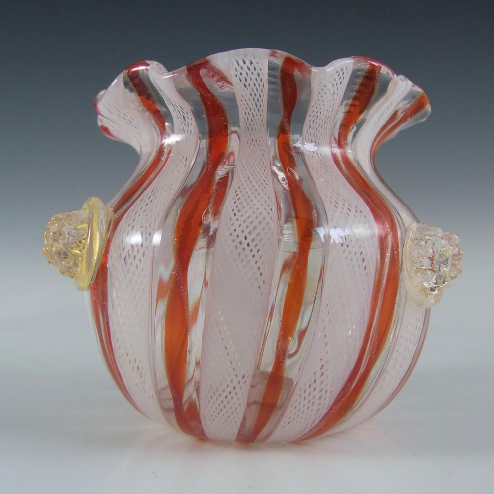 Murano 1950's Zanfirico Lattice Filigree Glass Vase #2 - Click Image to Close