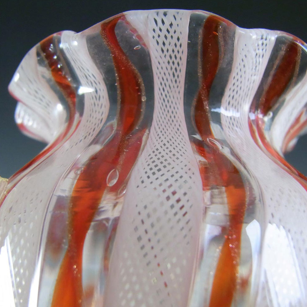 Murano 1950's Zanfirico Lattice Filigree Glass Vase #2 - Click Image to Close