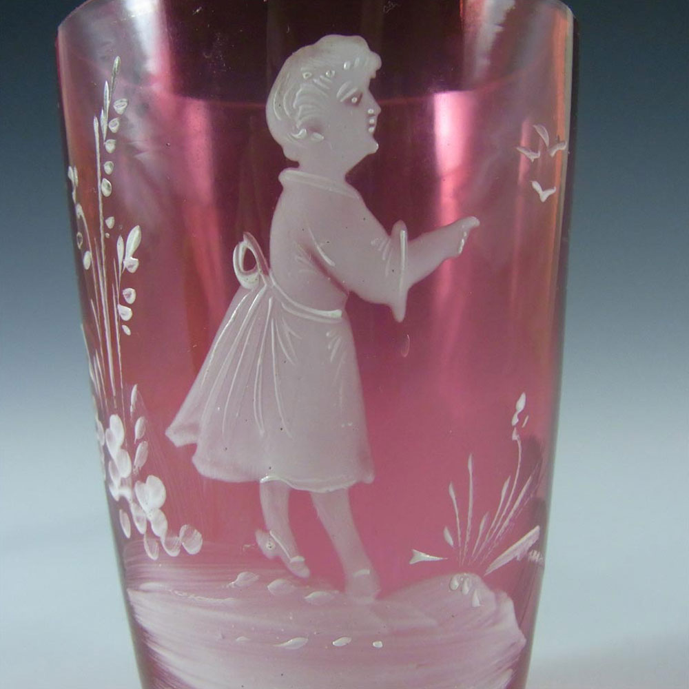 (image for) Mary Gregory Bohemian Hand Enamelled Pink Glass Tumbler #2 - Click Image to Close