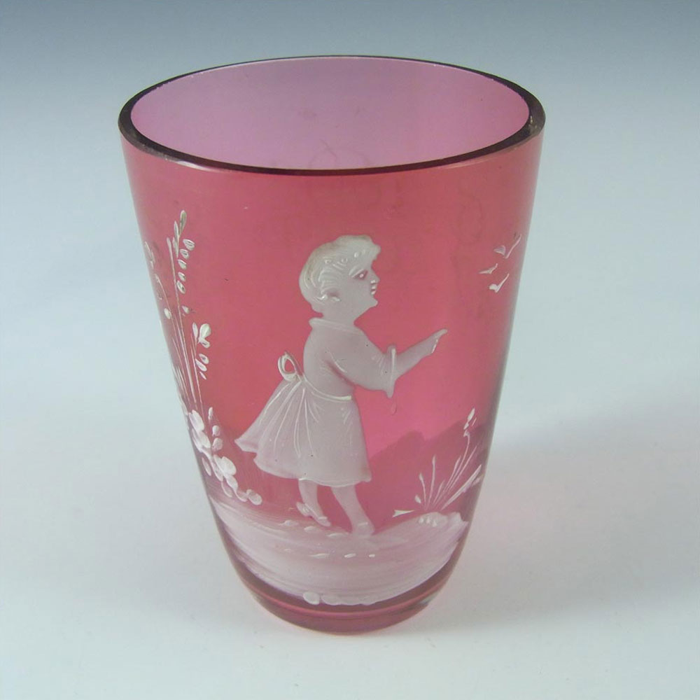 (image for) Mary Gregory Bohemian Hand Enamelled Pink Glass Tumbler #2 - Click Image to Close