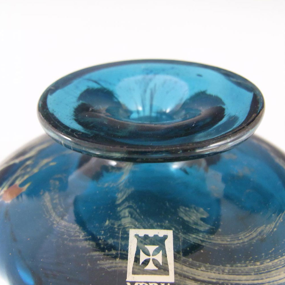(image for) Mdina Maltese Blue/Yellow Speckled Glass Vase - Signed - Click Image to Close