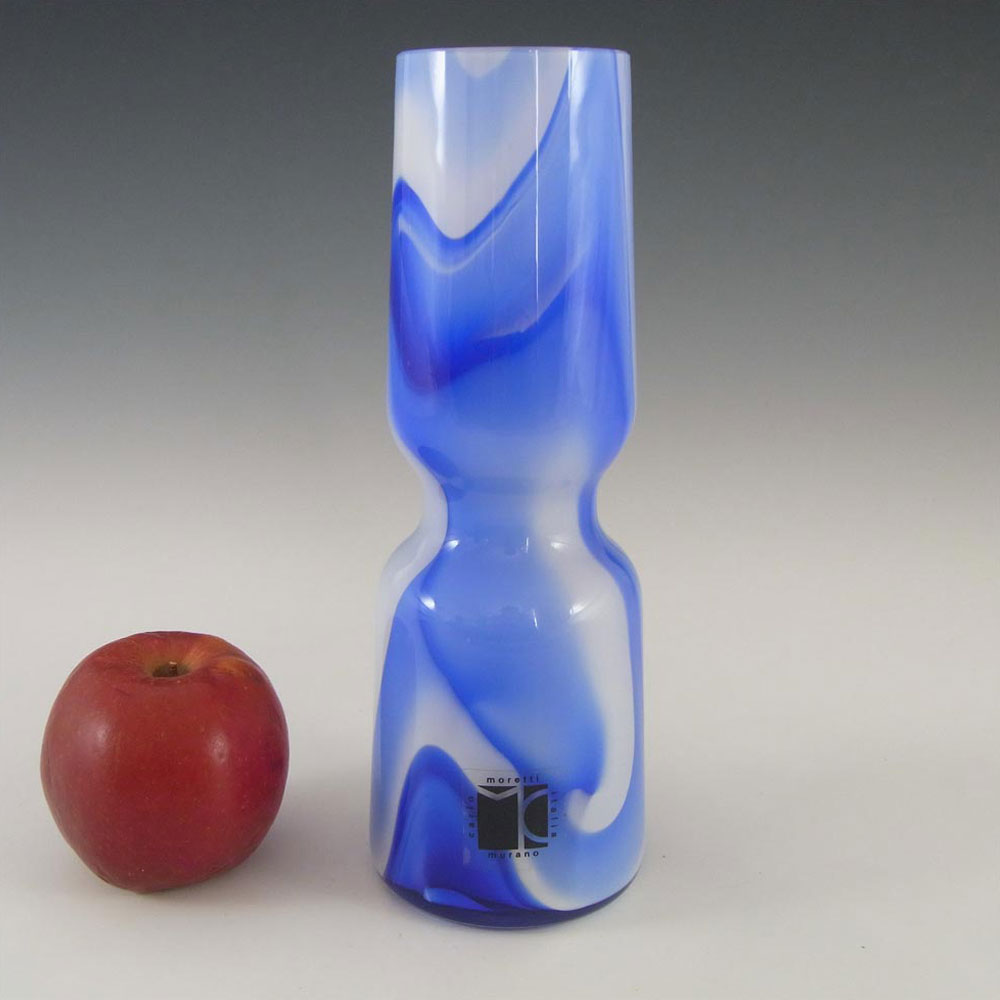 Carlo Moretti Marbled Blue & White Murano Glass Vase - Click Image to Close