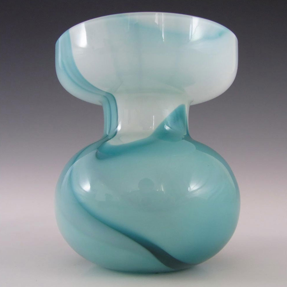 Carlo Moretti Marbled Turquoise & White Murano Glass Vase - Click Image to Close