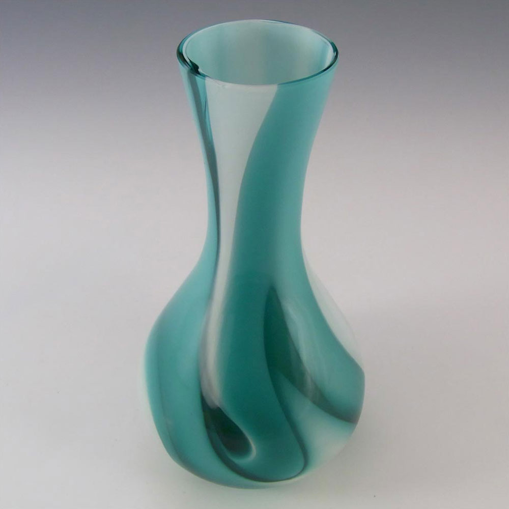 (image for) Carlo Moretti Marbled Green & White Murano Glass Vase - Click Image to Close