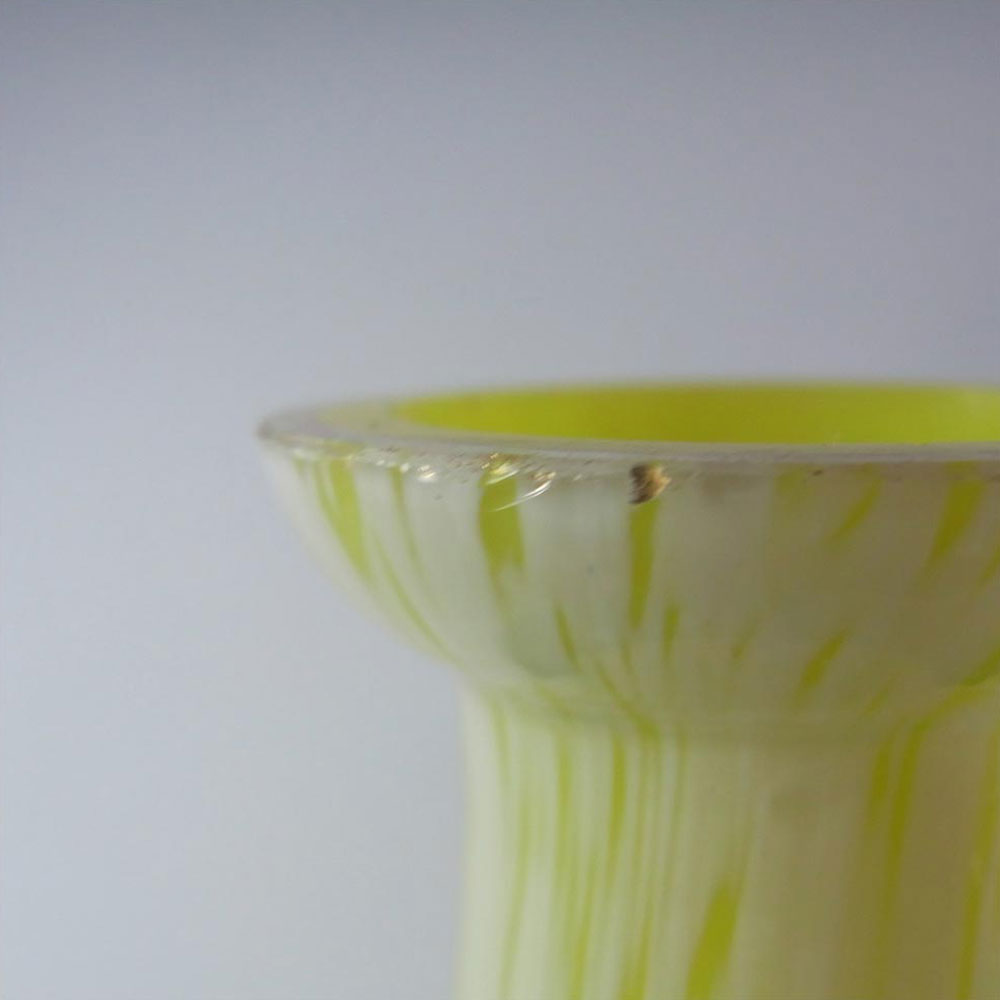 (image for) Welz Bohemian Lemon Yellow & White Spatter Glass Vase - Click Image to Close