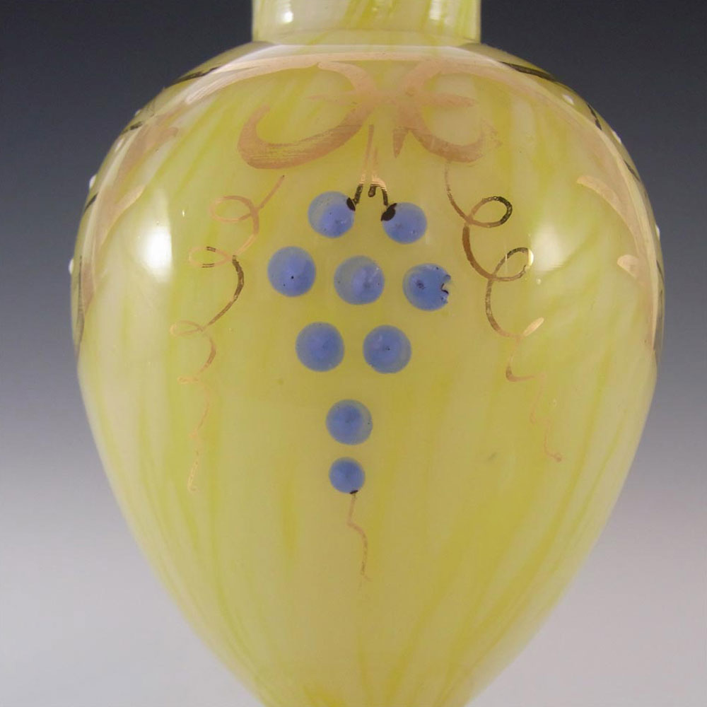 Welz Bohemian Lemon Yellow & White Spatter Glass Berry Vase - Click Image to Close