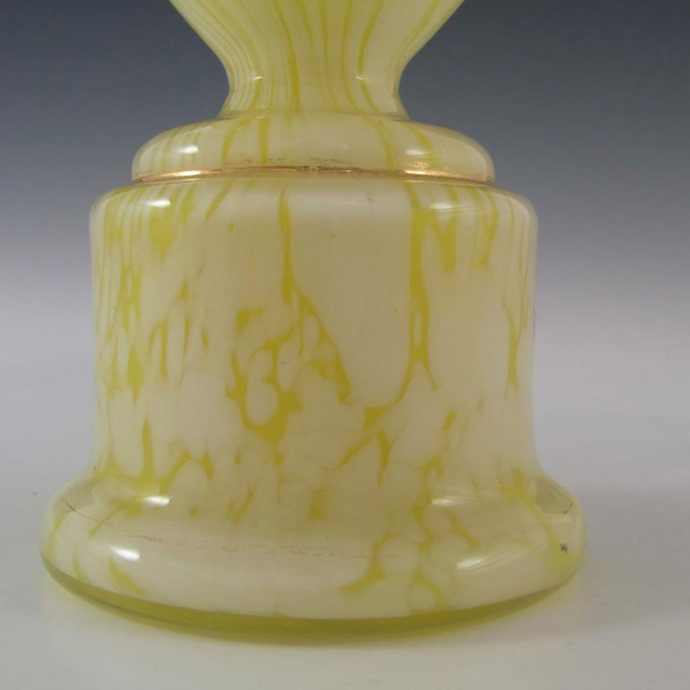 (image for) Welz Bohemian Lemon Yellow & White Spatter Glass Berry Vase - Click Image to Close