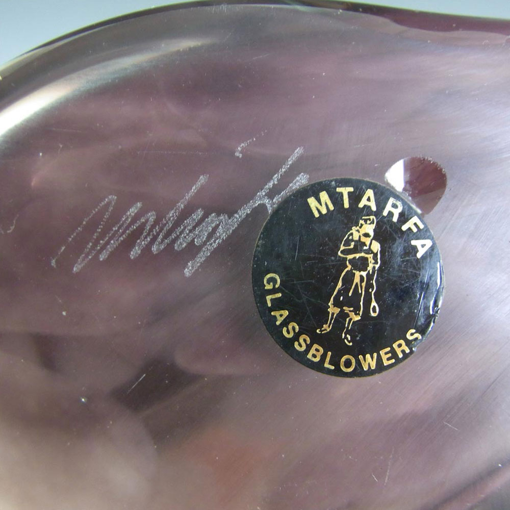 (image for) Mtarfa Maltese Organic Purple & White Glass Vase - Signed - Click Image to Close