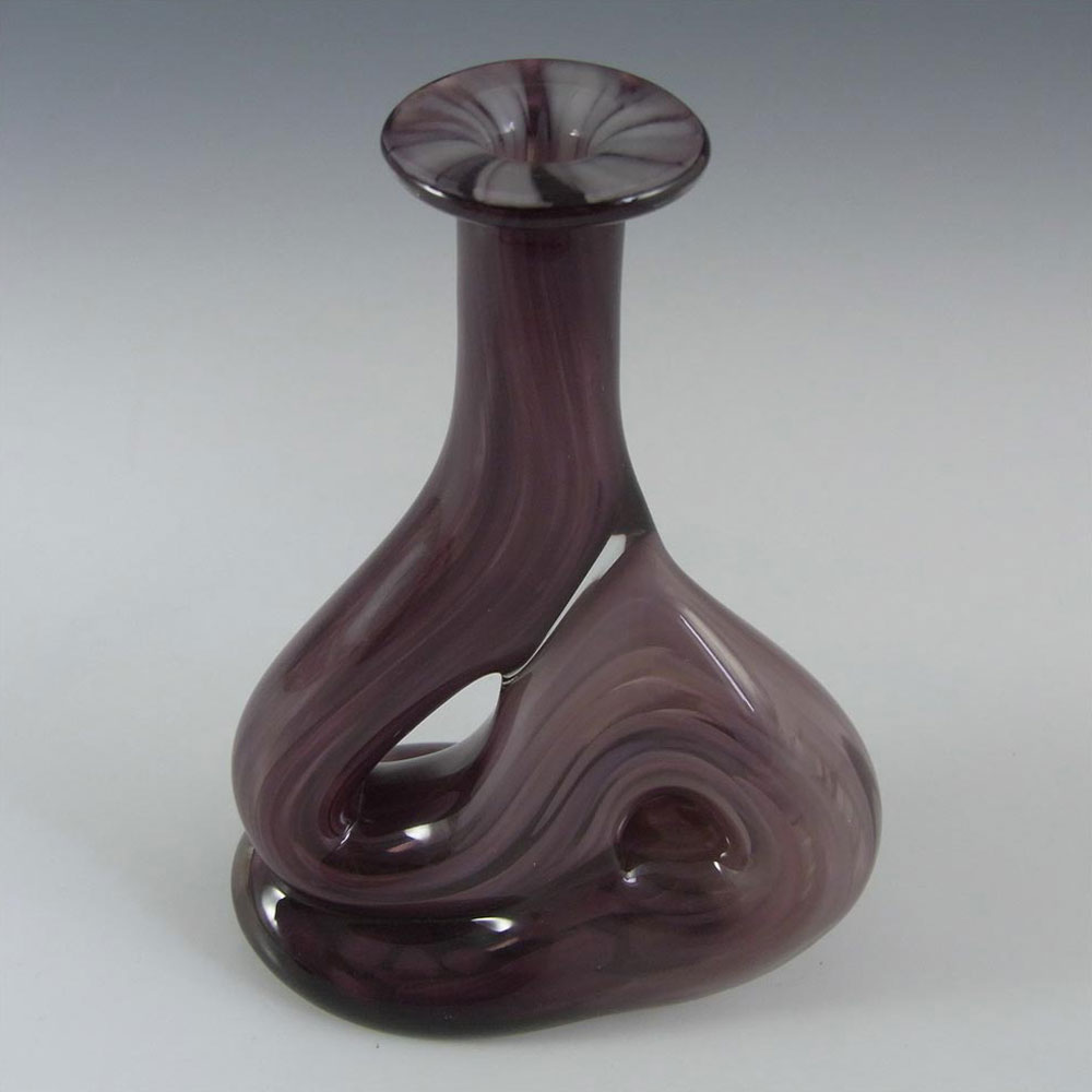 Mtarfa Maltese Organic Purple & White Glass Vase - Signed - Click Image to Close