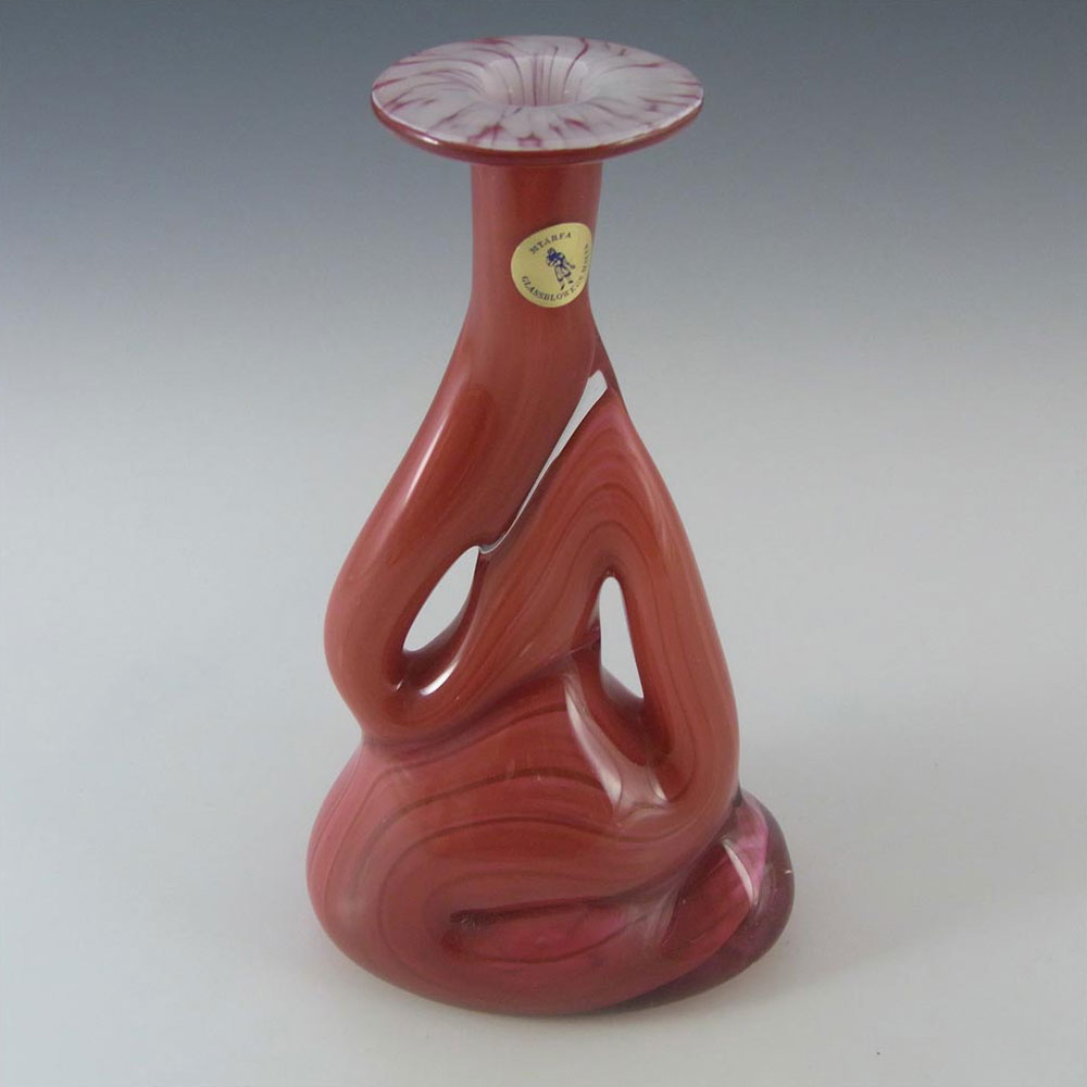 Mtarfa Maltese Organic Pink & White Glass Vase - Signed - Click Image to Close